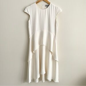 Mulberry London Silk Blend Crepe Layered Flutter Dress Cream